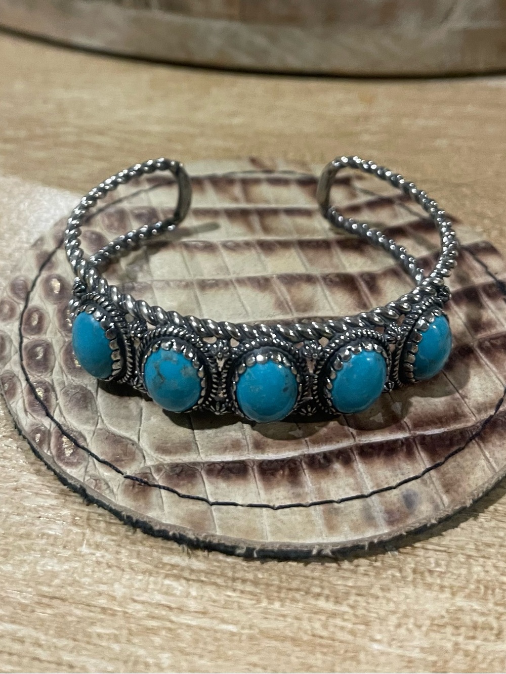 Carolyn Pollack Turquoise 5 Stone sterling Silver 925  Cuff Bracelet